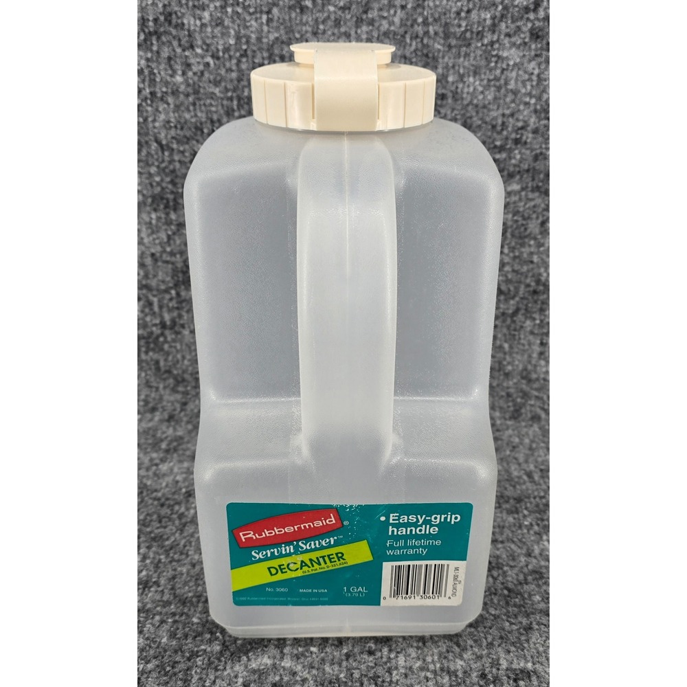Rubbermaid Servin' Saver Decanter 1 Gallon Clear Almond 3060 Vintage 1992 USA
